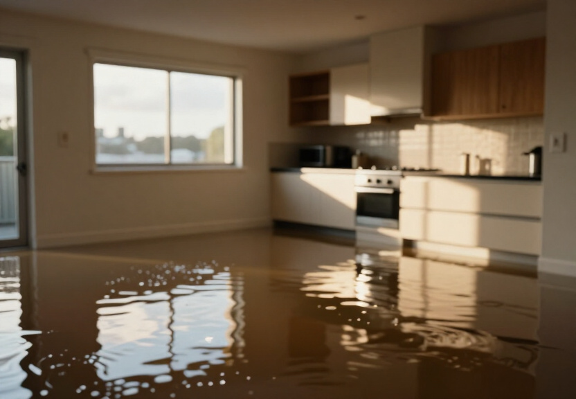 Flooded basement in Glenwood before drying